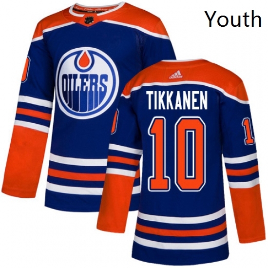 Youth Adidas Edmonton Oilers 10 Esa Tikkanen Authentic Royal Blue Alternate NHL Jersey